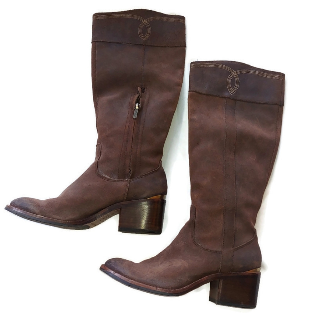 Donald J Pliner Suede Willi Riding Boot 6.5 Brown